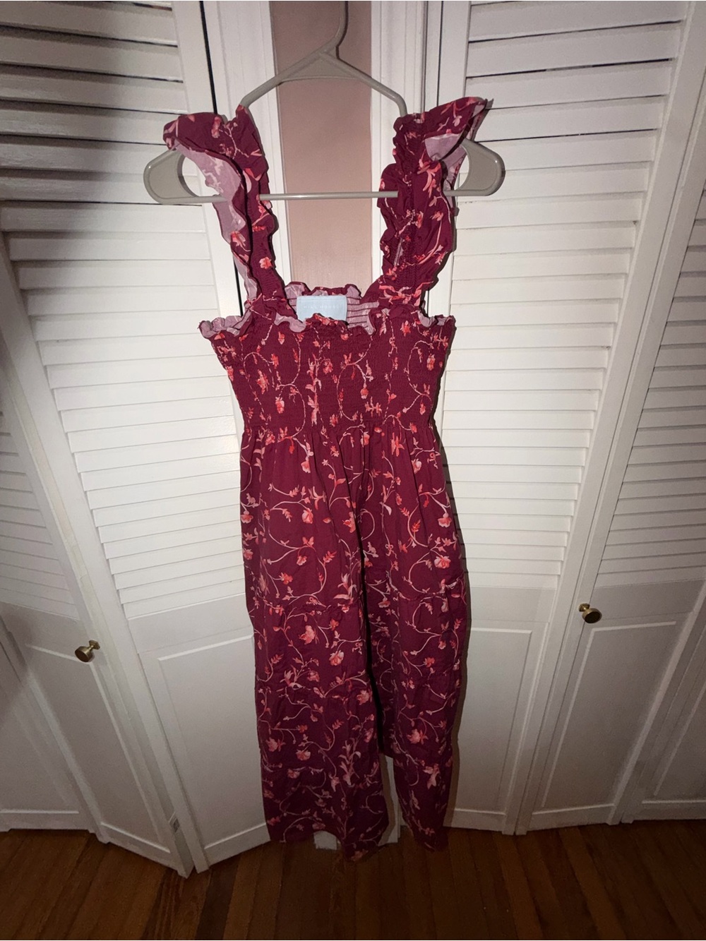 Hill House Floral Square-Neck Midi Dress in Magenta - Picture 5 of 7